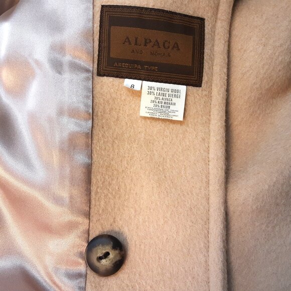 Vintage Beige Alpaca Mohair Wool Coat Anna Collection Coats Size 8 Canada made - Picture 5 of 7